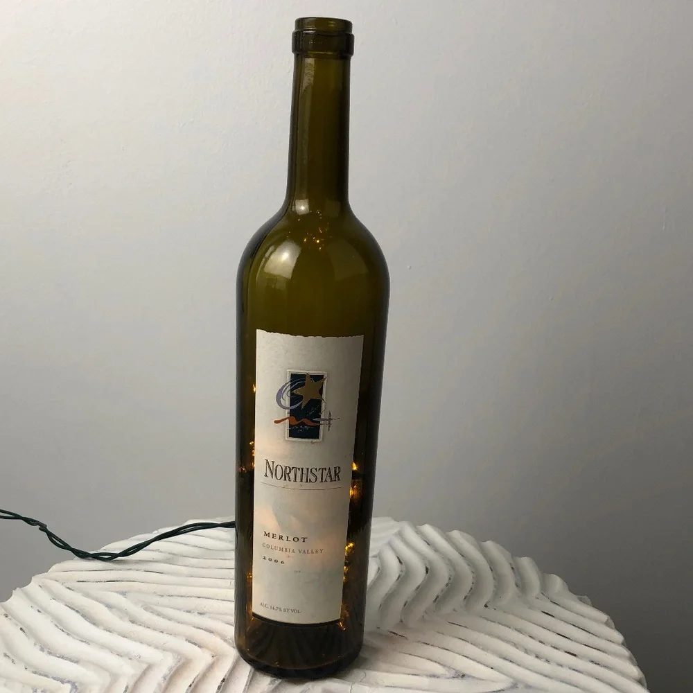 Handmade Wine Bottle with Corded Lights - Wine Bottle with Christmas Lighht